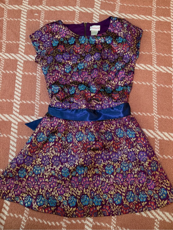 American Girl Other - American Girl Purple Metallic Floral Fit-and-Flare Dress with Blue Sash